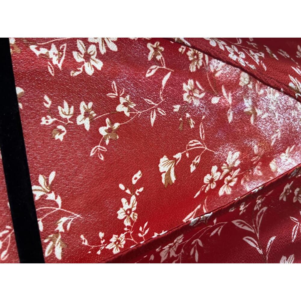 Women's Red Floral Wrap Dress Size Small Fairy Cottage Dainty Date Night Holiday - Picture 5 of 6
